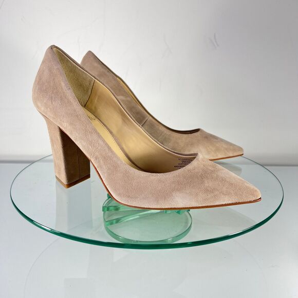 Vince Camuto Candera Pumps Beige Suede Leather Pointed Toe Heels - Picture 1 of 8